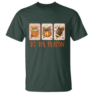 Tis The Season Fall Thanksgiving T Shirt American Football Pumpkin Postage Stamps TS11 Dark Forest Green Print Your Wear
