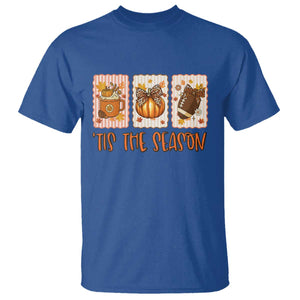 Tis The Season Fall Thanksgiving T Shirt American Football Pumpkin Postage Stamps TS11 Royal Blue Print Your Wear