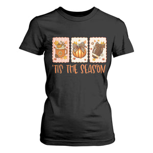 Tis The Season Fall Thanksgiving T Shirt For Women American Football Pumpkin Postage Stamps TS11 Black Print Your Wear