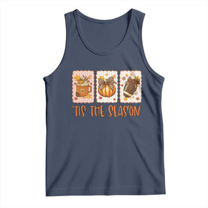 Tis The Season Fall Thanksgiving Tank Top American Football Pumpkin Postage Stamps TS11 Navy Print Your Wear