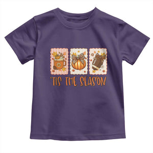 Tis The Season Fall Thanksgiving Toddler T Shirt American Football Pumpkin Postage Stamps TS11 Purple Print Your Wear