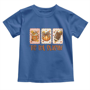 Tis The Season Fall Thanksgiving Toddler T Shirt American Football Pumpkin Postage Stamps TS11 Royal Blue Print Your Wear
