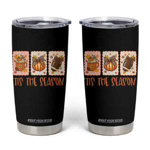 Tis The Season Fall Thanksgiving Tumbler Cup American Football Pumpkin Postage Stamps TS11 Black Print Your Wear