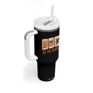 Tis The Season Fall Thanksgiving Tumbler With Handle American Football Pumpkin Postage Stamps TS11 Print Your Wear