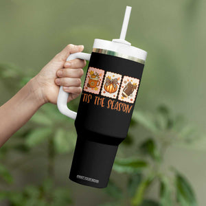 Tis The Season Fall Thanksgiving Tumbler With Handle American Football Pumpkin Postage Stamps TS11 Print Your Wear