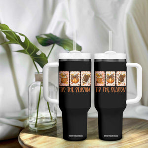 Tis The Season Fall Thanksgiving Tumbler With Handle American Football Pumpkin Postage Stamps TS11 Print Your Wear