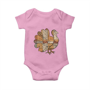 Thanksgiving Vintage Patchwork Gobble Turkey Baby Onesie TS11 Light Pink Print Your Wear