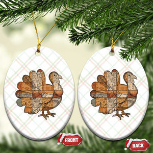 Thanksgiving Vintage Patchwork Gobble Turkey Ceramic Ornament TS11 Print Your Wear