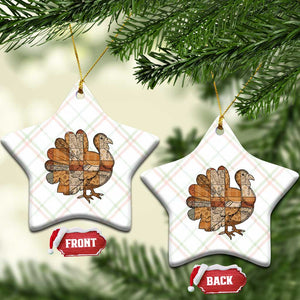 Thanksgiving Vintage Patchwork Gobble Turkey Ceramic Ornament TS11 Print Your Wear