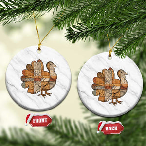 Thanksgiving Vintage Patchwork Gobble Turkey Ceramic Ornament TS11 1pc White Marble Print Your Wear