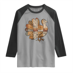 Thanksgiving Vintage Patchwork Gobble Turkey Raglan Shirt TS11 Sport Gray Black Print Your Wear