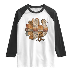 Thanksgiving Vintage Patchwork Gobble Turkey Raglan Shirt TS11 White Black Print Your Wear