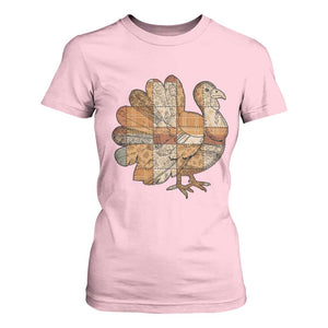Thanksgiving Vintage Patchwork Gobble Turkey T Shirt For Women TS11 Light Pink Print Your Wear