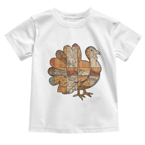 Thanksgiving Vintage Patchwork Gobble Turkey Toddler T Shirt TS11 White Print Your Wear