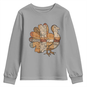 Thanksgiving Vintage Patchwork Gobble Turkey Youth Sweatshirt TS11 Sport Gray Print Your Wear
