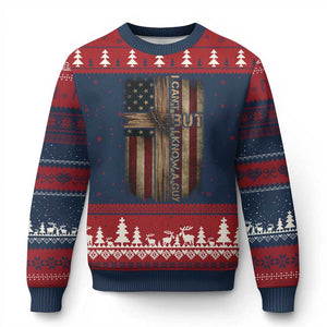 I Cant But I Know A Guy Ugly Christmas Sweater Funny Christian Jesus Cross TS11 Navy Red Print Your Wear