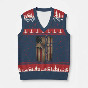 I Cant But I Know A Guy V-Neck Knit Sweater Vest Funny Christian Jesus Cross TS11 Navy Red Print Your Wear