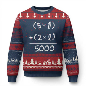 2 Fishes 5 Loaves Jesus Feeds The 5000 Christian Bible Verses Ugly Christmas Sweater TS11 Navy Red Print Your Wear