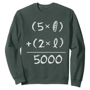 2 Fishes 5 Loaves Jesus Feeds The 5000 Christian Bible Verses Sweatshirt TS11 Dark Forest Green Print Your Wear