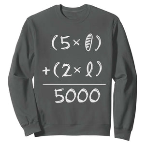 2 Fishes 5 Loaves Jesus Feeds The 5000 Christian Bible Verses Sweatshirt TS11 Dark Heather Print Your Wear