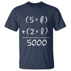 2 Fishes 5 Loaves Jesus Feeds The 5000 Christian Bible Verses T Shirt TS11 Navy Print Your Wear