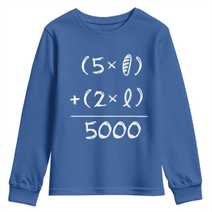 2 Fishes 5 Loaves Jesus Feeds The 5000 Christian Bible Verses Youth Sweatshirt TS11 Royal Blue Print Your Wear