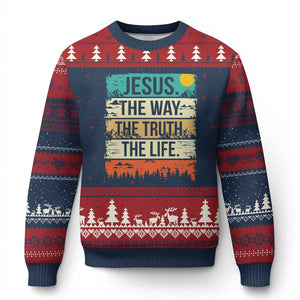 Jesus The Way The Truth The Life Ugly Christmas Sweater Blessed Christians TS11 Navy Red Print Your Wear