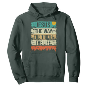 Jesus The Way The Truth The Life Hoodie Blessed Christians TS11 Dark Forest Green Print Your Wear