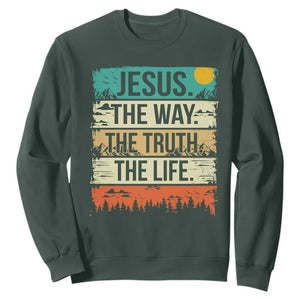 Jesus The Way The Truth The Life Sweatshirt Blessed Christians TS11 Dark Forest Green Print Your Wear