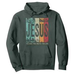 Jesus The Way The Truth The Life Hoodie Christian Worship TS11 Dark Forest Green Print Your Wear
