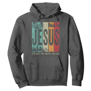 Jesus The Way The Truth The Life Hoodie Christian Worship TS11 Dark Heather Print Your Wear