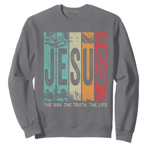 Jesus The Way The Truth The Life Sweatshirt Christian Worship TS11 Charcoal Print Your Wear