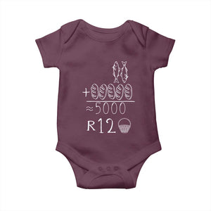 2 Fishes 5 Breads Jesus Feeds The 5000 Christian Bible Verses Baby Onesie TS11 Maroon Print Your Wear