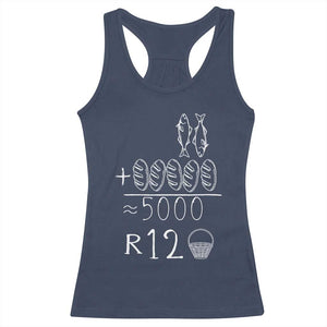 2 Fishes 5 Breads Jesus Feeds The 5000 Christian Bible Verses Racerback Tank Top TS11 Navy Print Your Wear
