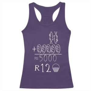 2 Fishes 5 Breads Jesus Feeds The 5000 Christian Bible Verses Racerback Tank Top TS11 Purple Print Your Wear