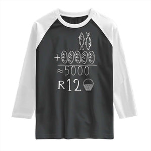 2 Fishes 5 Breads Jesus Feeds The 5000 Christian Bible Verses Raglan Shirt TS11 Black White Print Your Wear