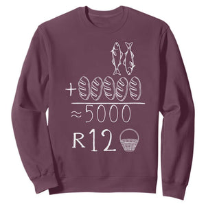 2 Fishes 5 Breads Jesus Feeds The 5000 Christian Bible Verses Sweatshirt TS11 Maroon Print Your Wear