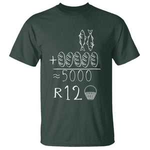 2 Fishes 5 Breads Jesus Feeds The 5000 Christian Bible Verses T Shirt TS11 Dark Forest Green Print Your Wear