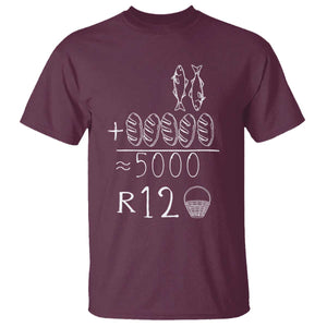 2 Fishes 5 Breads Jesus Feeds The 5000 Christian Bible Verses T Shirt TS11 Maroon Print Your Wear