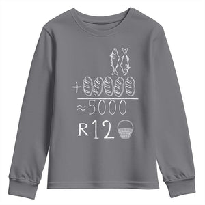 2 Fishes 5 Breads Jesus Feeds The 5000 Christian Bible Verses Youth Sweatshirt TS11 Charcoal Print Your Wear
