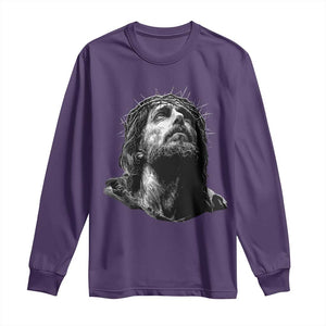 Jesus Christ Religious Christian Faith Crown Of Thorns Long Sleeve Shirt TS11 Purple Print Your Wear
