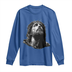 Jesus Christ Religious Christian Faith Crown Of Thorns Long Sleeve Shirt TS11 Royal Blue Print Your Wear