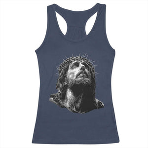 Jesus Christ Religious Christian Faith Crown Of Thorns Racerback Tank Top TS11 Navy Print Your Wear