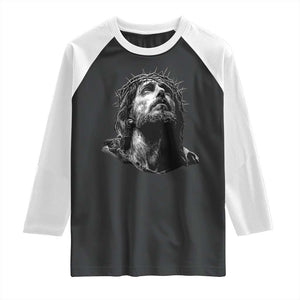 Jesus Christ Religious Christian Faith Crown Of Thorns Raglan Shirt TS11 Black White Print Your Wear