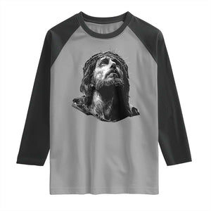 Jesus Christ Religious Christian Faith Crown Of Thorns Raglan Shirt TS11 Sport Gray Black Print Your Wear