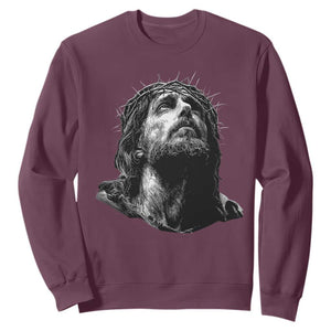 Jesus Christ Religious Christian Faith Crown Of Thorns Sweatshirt TS11 Maroon Print Your Wear