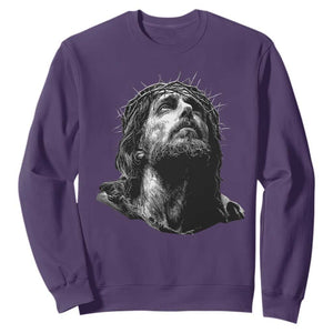Jesus Christ Religious Christian Faith Crown Of Thorns Sweatshirt TS11 Purple Print Your Wear