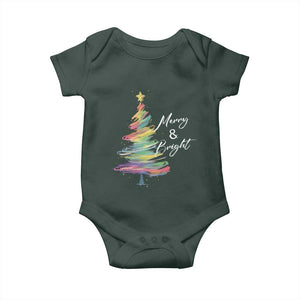 Christmas Baby Onesie Merry And Bright Colorful Xmas Tree TS11 Print Your Wear
