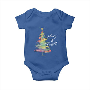 Christmas Baby Onesie Merry And Bright Colorful Xmas Tree TS11 Royal Blue Print Your Wear