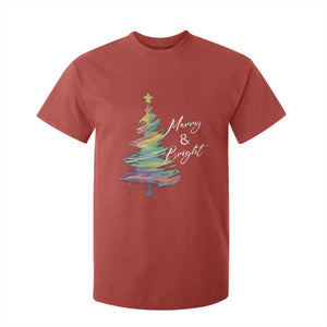 Christmas T Shirt For Kid Merry And Bright Colorful Xmas Tree TS11 Red Print Your Wear